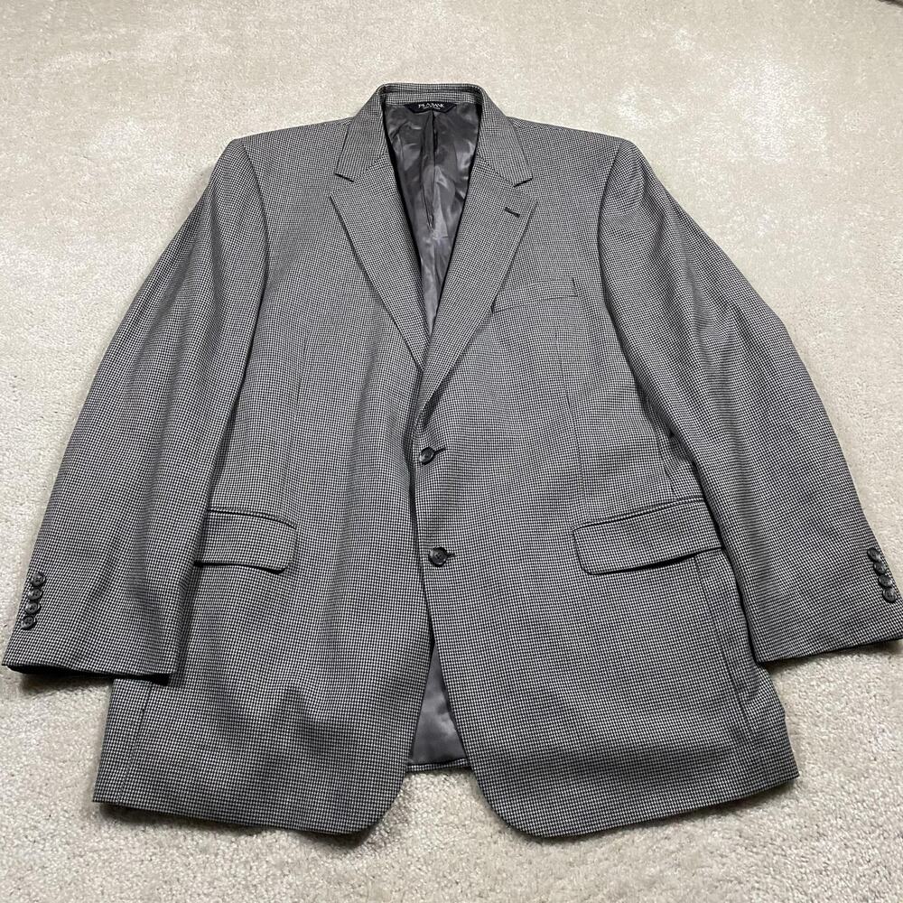 Jos A Bank Sport Coat Mens 48L Gray Houndstooth Wool Preppy Academia Ivy Prep